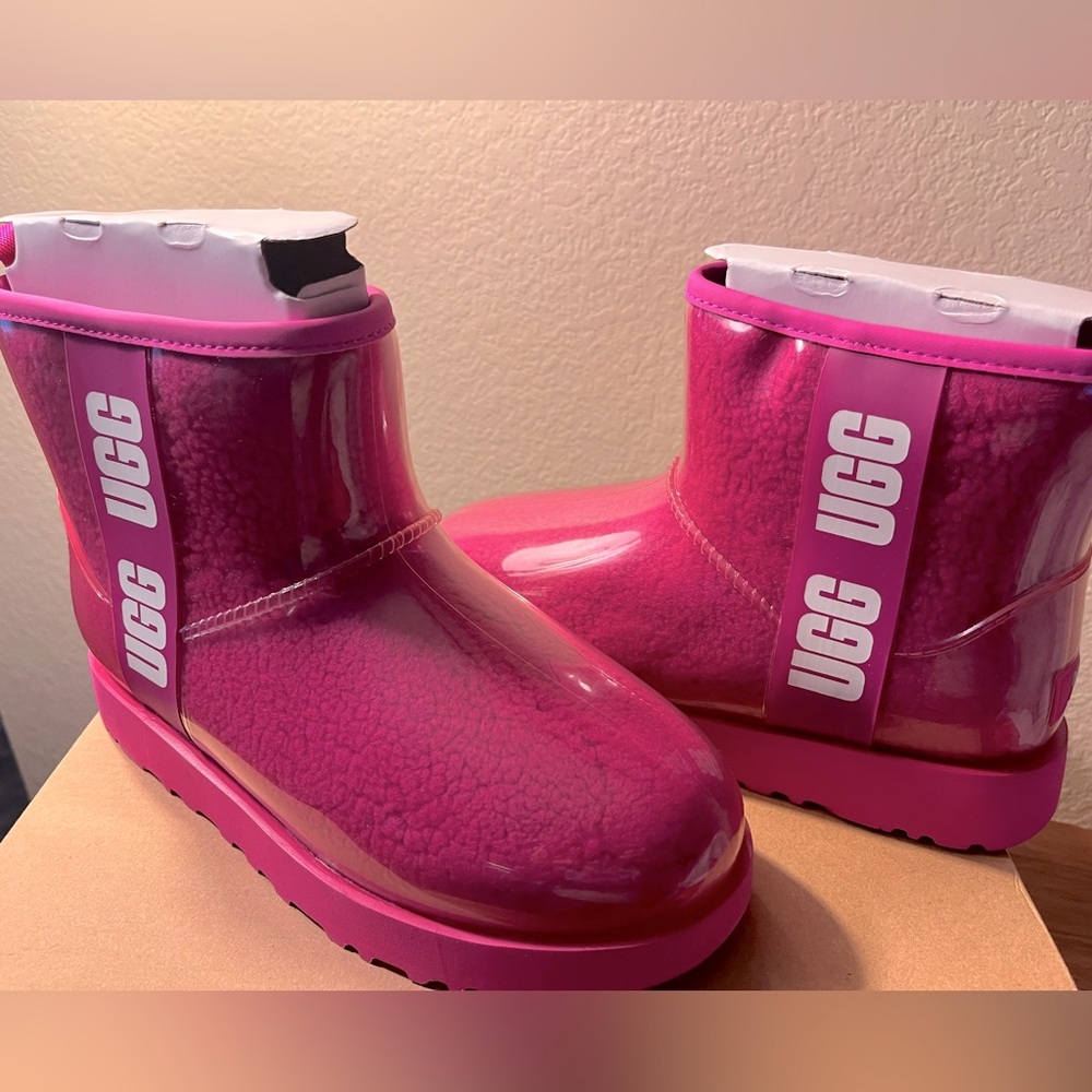 New UGG Classic Mini Waterproof Clear Boots